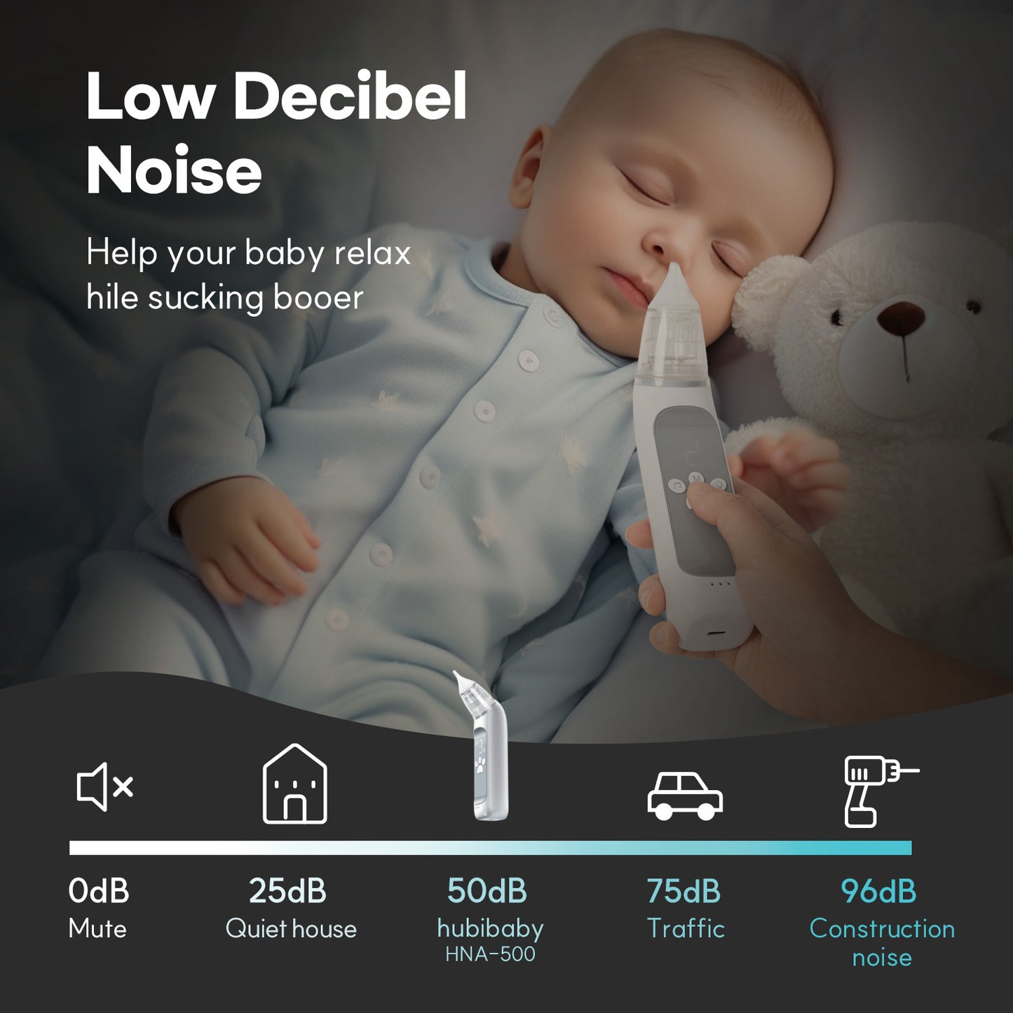 Aspirador Nasal Eléctrico HubiBaby para Bebé HNA-500