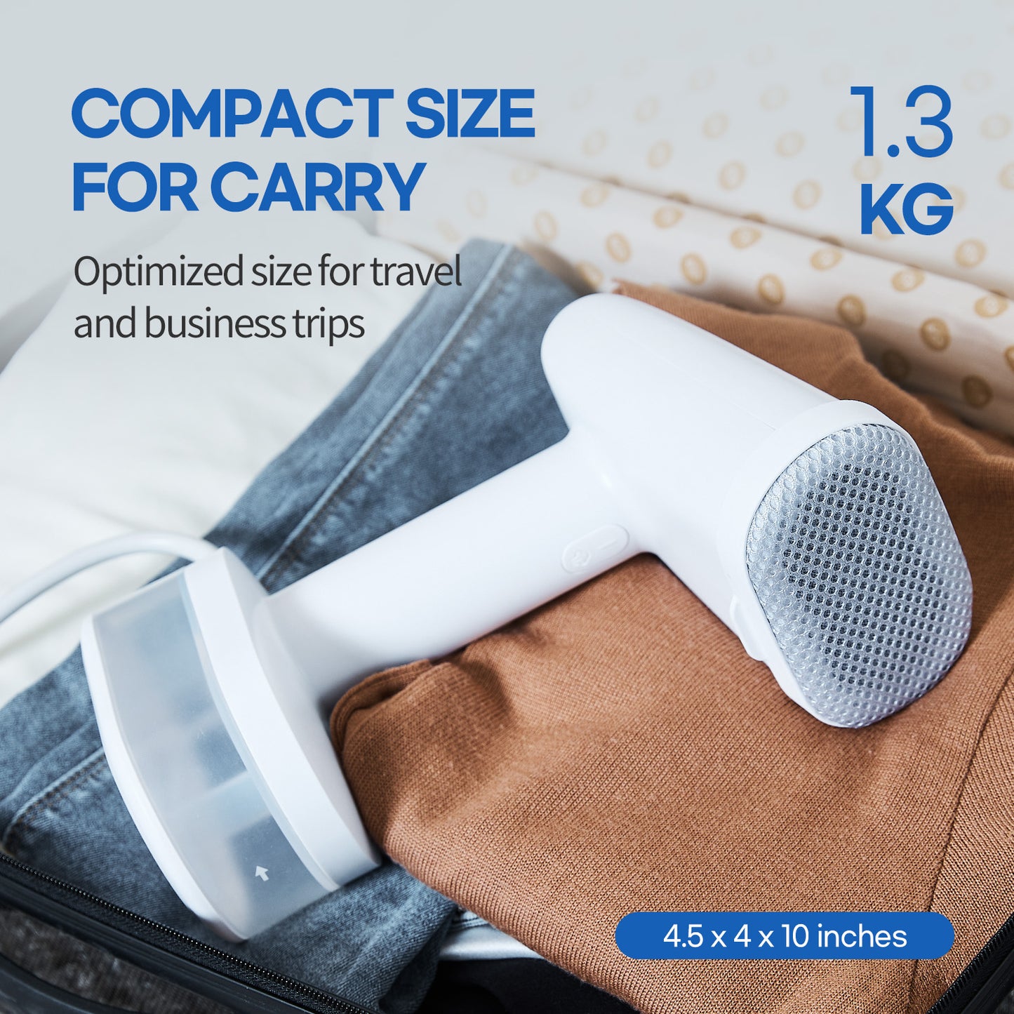 HubiCare Vaporizador para ropa, vaporizador portátil de mano para ropa con gran capacidad de 250 ml, vaporizador de tela de 1500 vatios, calentamiento rápido en 25 segundos, plancha de vapor de tela liviana para el hogar y viajes